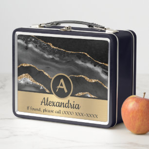 Goldene benutzerdefinierte Monogramm-Name Luxus Ch Metall Brotdose
