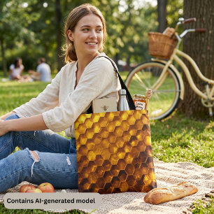 Goldene Bernstein-Wabenstruktur: Realistischer Bie Tasche