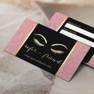 Goldene Bewerbung von Lashes & Brow Makeup Artist  Empfehlungskarte