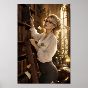 Goldene Bibliotheks-Muse-Porträtwandposter Poster