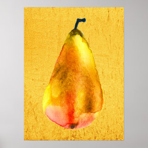 Goldene Birnenfruchtkunst Poster
