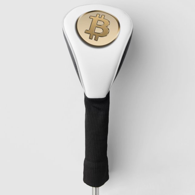 Goldene Bitcoin Golf Kopfbedeckung Headcover (Vorderseite)