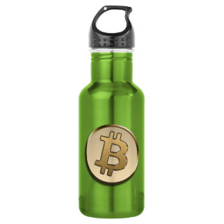 Goldene Bitcoin-Wasserflasche - GRÜN Edelstahlflasche