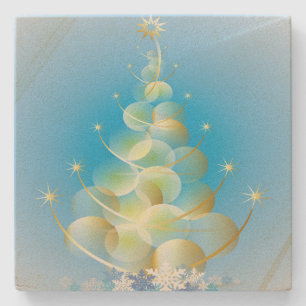 Goldene Blasen Moderne Kunst Weihnachtsbaum Steinuntersetzer