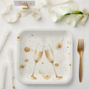 Goldene Blasen Papierplatten Pappteller