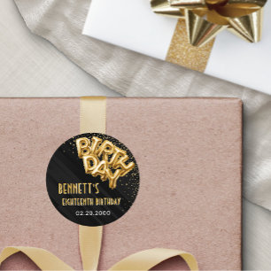 Goldene Blasen zum Geburtstag Runder Aufkleber