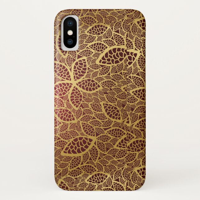 Goldene Blatspitze auf rotem Hintergrund Case-Mate iPhone Hülle (Rückseite)
