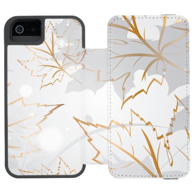 Goldene Blätter 3 Incipio iPhone Geldbeutel-Hülle (Folio Geöffnet)