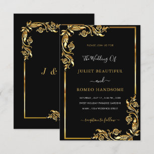 Goldene Blätter Einladung von Framer Black Gold Ho