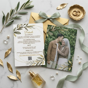 Goldene Blätter Eleganz Muslimische Hochzeit Begleitkarte