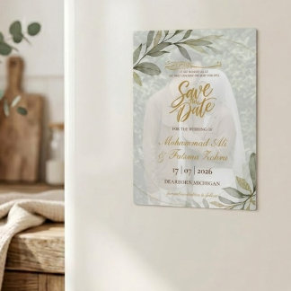 Goldene Blätter Eleganz Muslimische Hochzeit SAVE  Magnetkarte
