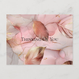 Goldene Blätter erröten Rosa In Gedanken an dich Postkarte