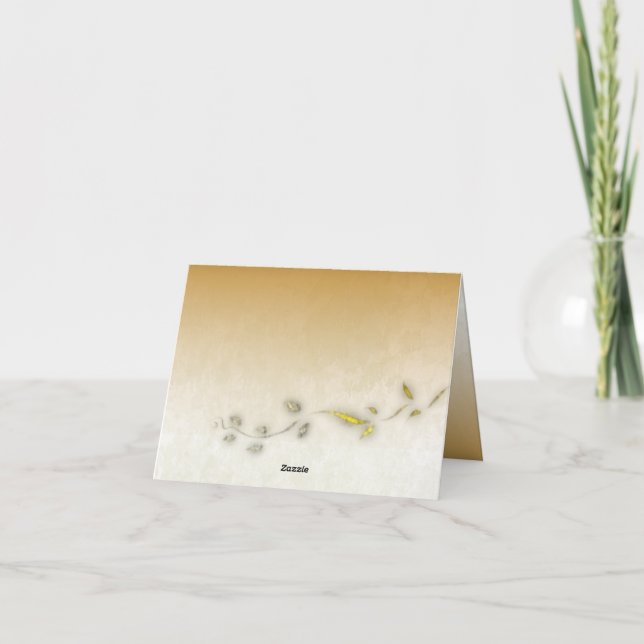 Goldene Blätter gefaltet Dankeschön Karte (Rückseite)