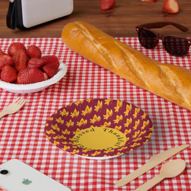 Goldene Blätter Herbst Feiertage Pappteller (Picknick)