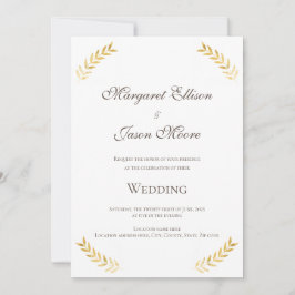 Goldene Blätter Hochzeit Gold und Braun Einladung