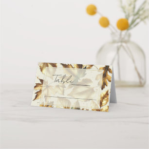 Goldene Blätter Mandel Beige Herbst-Hochzeit Platz Platzkarte