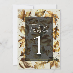 Goldene Blätter Mandel Beige & Schwarze Hochzeitst Einladung