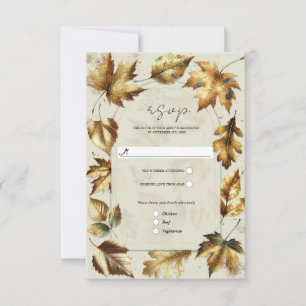 Goldene Blätter Mandelbeige Creme Glamour Herbst R RSVP Karte
