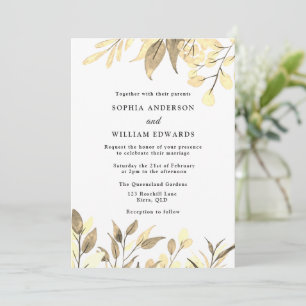 Goldene Blätter Moderne Goldene Hochzeit Einladung