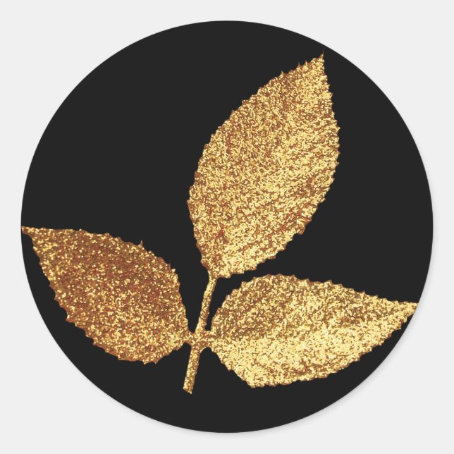 Goldene Blätter Runder Aufkleber (Vorderseite)