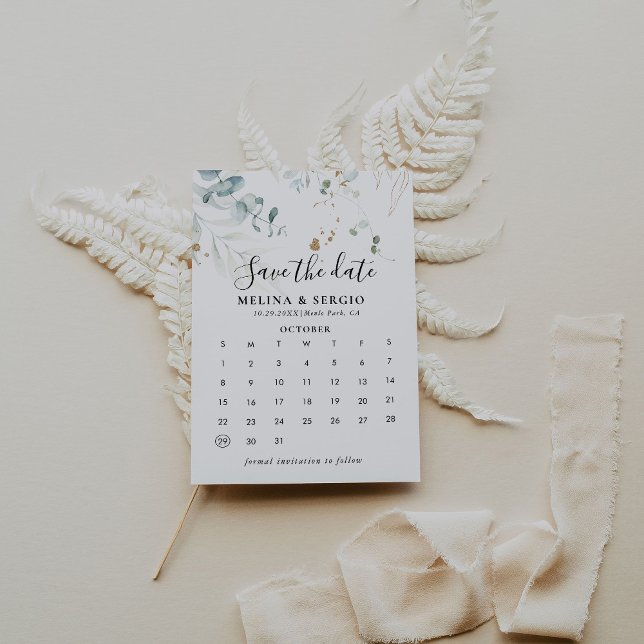 Goldene Blätter Save the Date Kalender (Von Creator hochgeladen)