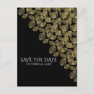 Goldene Blätter Schwarze Herbst Eleganz Termin mer Ankündigungspostkarte
