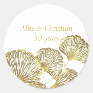 Goldene Blätter zum 50. Jahrestag der Hochzeit Runder Aufkleber