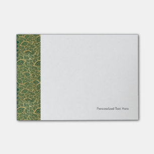 Goldene Blattspitze auf grünem Hintergrund Post-it Klebezettel