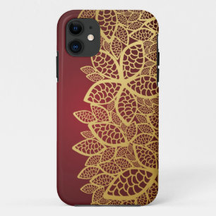 Goldene Blattspitze auf rotem Hintergrund Case-Mate iPhone Hülle