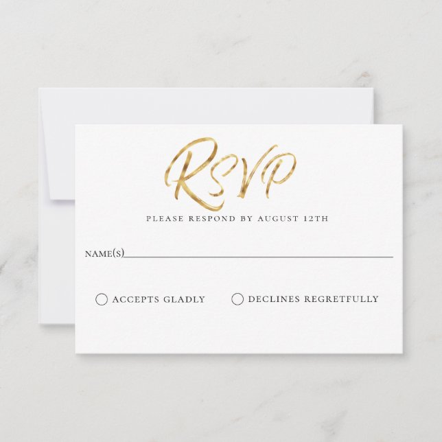 Goldene blaue Hochzeitskarte RSVP Karte (Vorderseite)