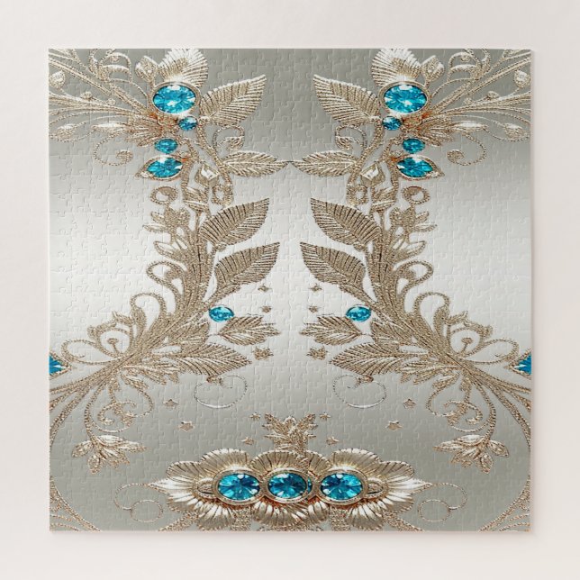 Goldene blaue Steine Jigsaw Puzzle (Vertikal)