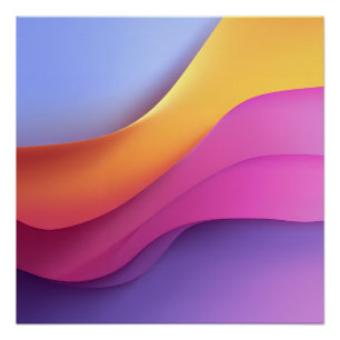 Goldene Blaue Wellen Schichten Poster