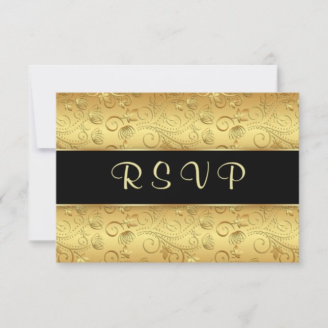 Goldene blühende UAWG RSVP Karte (Vorderseite)