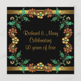Goldene Blume 50. Hochzeitstag Party Einladung