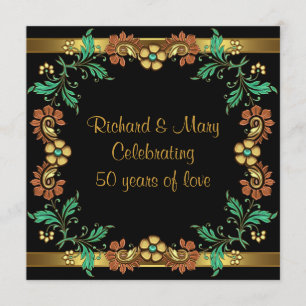 Goldene Blume 50. Hochzeitstag Party Einladung