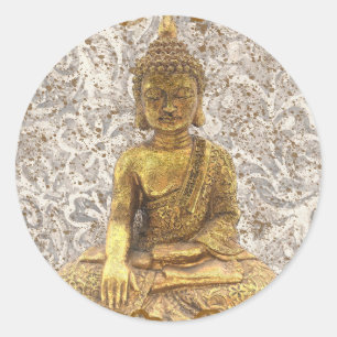 Goldene Blume Buddha Golden Floral Runder Aufkleber