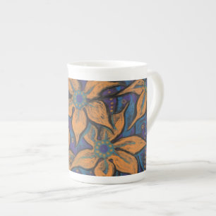 Goldene Blume, dekorative Pastellfarben, Blumen Prozellantasse