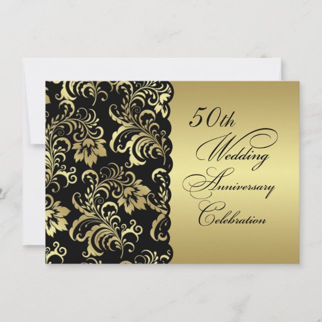 Goldene Blume - Einladung zum 50. Hochzeitstag (Vorderseite)