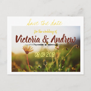 Goldene Blume Feldfarm Save the Date Postkarte