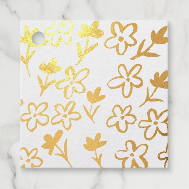 Goldene Blume Geschenkanhänger (Vorderseite)