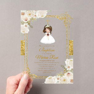 Goldene Blume Girl First Heilige Kommune Acryleinladungen