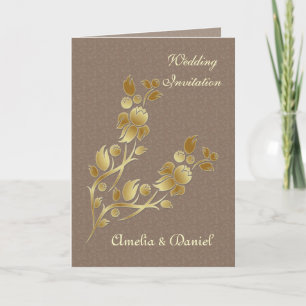 Goldene Blume Hochzeitskarte Einladung
