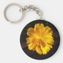 Goldene Blume Makrofotografie Schlüsselanhänger