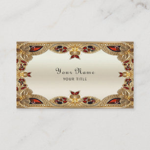 Goldene Blume Red Gemstone Business Card Visitenkarte