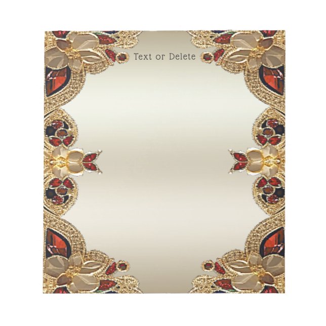 Goldene Blume, roter Edelstein Notepad Notizblock (Vorderseite)