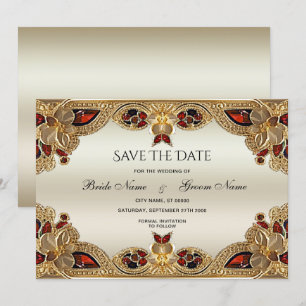 Goldene Blume Roter Gemstone Splendor Save the Dat Save The Date