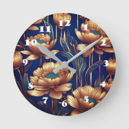 Goldene Blume Runde Wanduhr