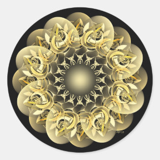Goldene Blume Runder Aufkleber