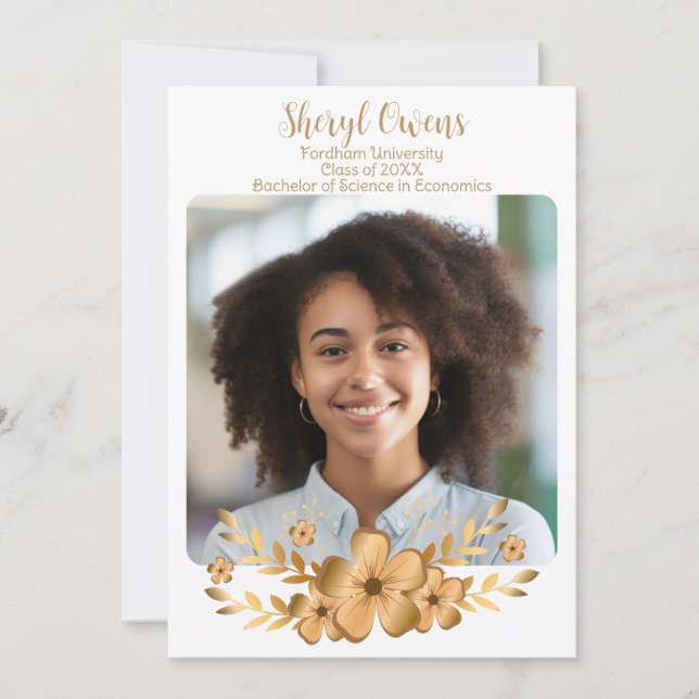 Goldene Blume Uni-Abschluß Einladung (Vorderseite)