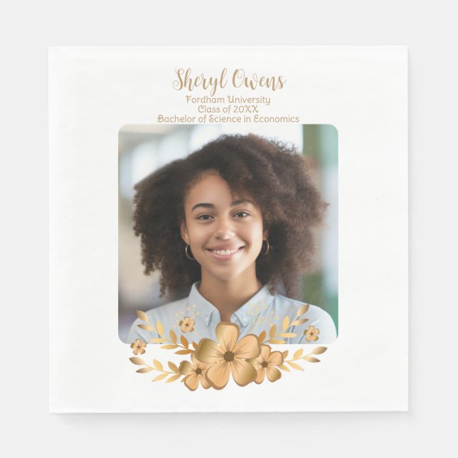 Goldene Blume Uni-Abschluß Serviette (Vorderseite)